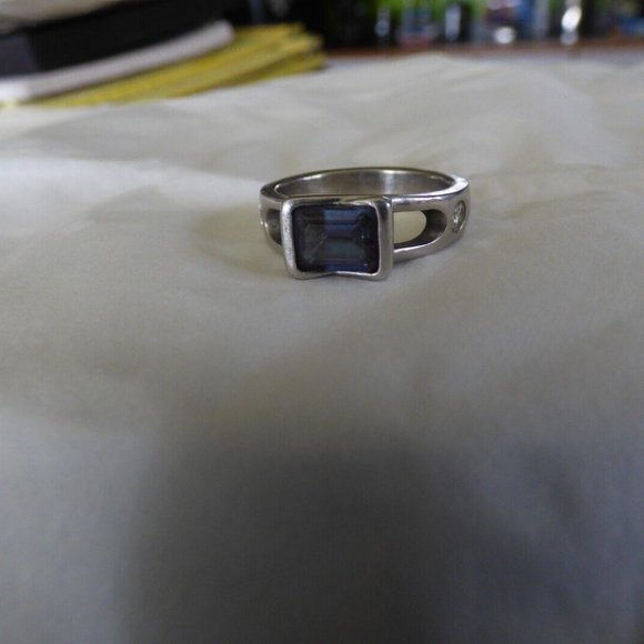 OOAK ARTISAN PLATINUM ALEXANDRITE MOISSANITE OPEN SHOULDER MEN PINKY RING 7.5 - Picture 1 of 14
